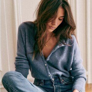 Sezane Gaspard Gilet Cardigan Vintage Blue XL